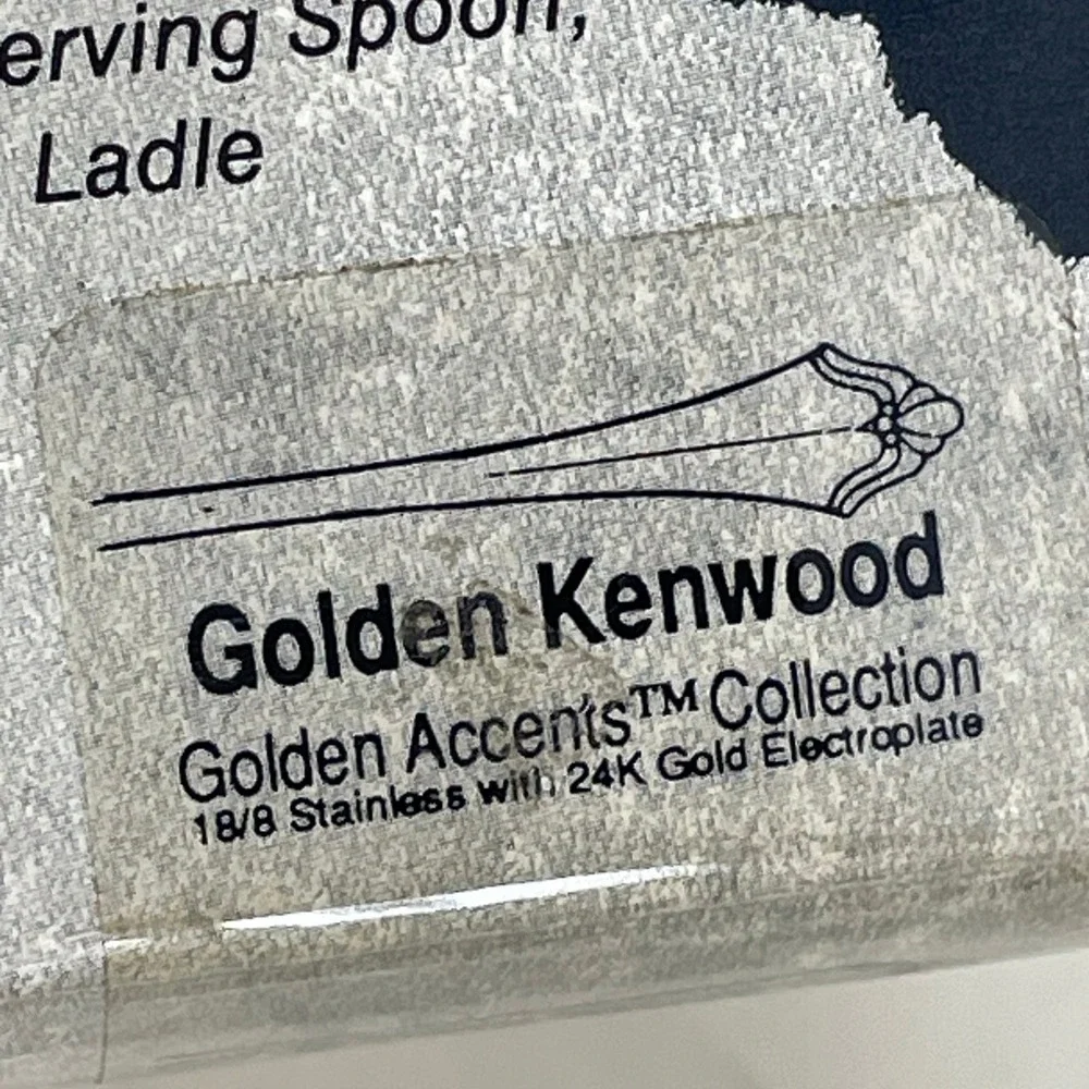 Oneida Golden Kenwood 3 Pc Hostess Set Stainless 24K Gold Accent Serving Spoons